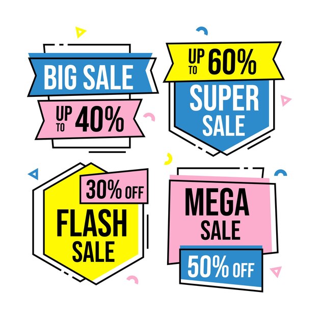 Conjunto de vectores de banners de venta