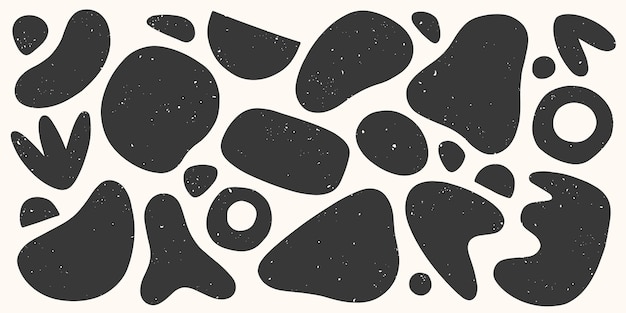 Conjunto de vectores en blanco y negro dibujados a mano en varias formas orgánicas, garabatos y texturas. Diseño moderno y contemporáneo, perfecto para impresiones, volantes, pancartas, telas, diseño de marca, portadas y más.