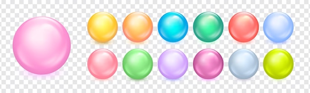 Conjunto de vectores de bolas Colección de gotitas de colores abstractos Esferas vectoriales aisladas brillantes