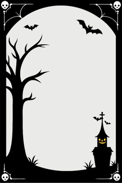 conjunto de vectores de borde de silueta de Halloween