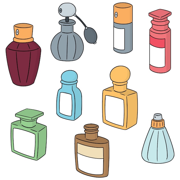 Vector conjunto de vectores de botella de perfume