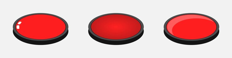 Vector conjunto de vectores de botón rojo 3d