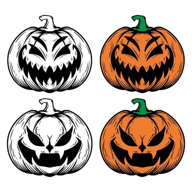 Conjunto de vectores de calabazas de halloween