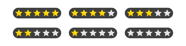 Conjunto de vectores de calificación de estrellas Revisión de estrellas para la ilustración de retroalimentación de satisfacción del cliente