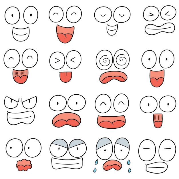 conjunto de vectores de cara de dibujos animados