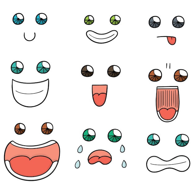 conjunto de vectores de cara de dibujos animados
