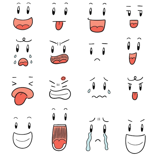 Vector conjunto de vectores de cara de dibujos animados