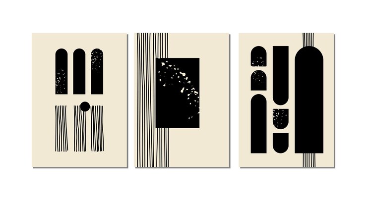 Conjunto de vectores de carteles de arte contemporáneo con formas geométricas abstractas Diseño para decoración de paredes, carteles postales o folletos