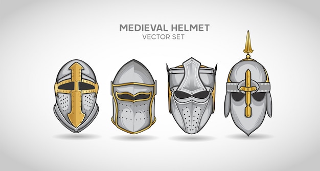 Conjunto de vectores de cascos de caballero medieval