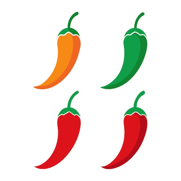 Conjunto de vectores de chile rojo y verde diseño vectorial de chile picante