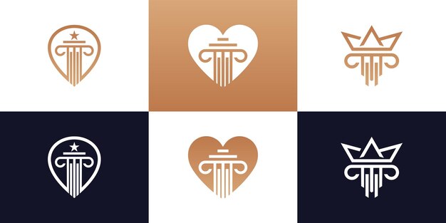 Conjunto de vectores de colección de logotipos de abogados con estilo creativo Vector Premium