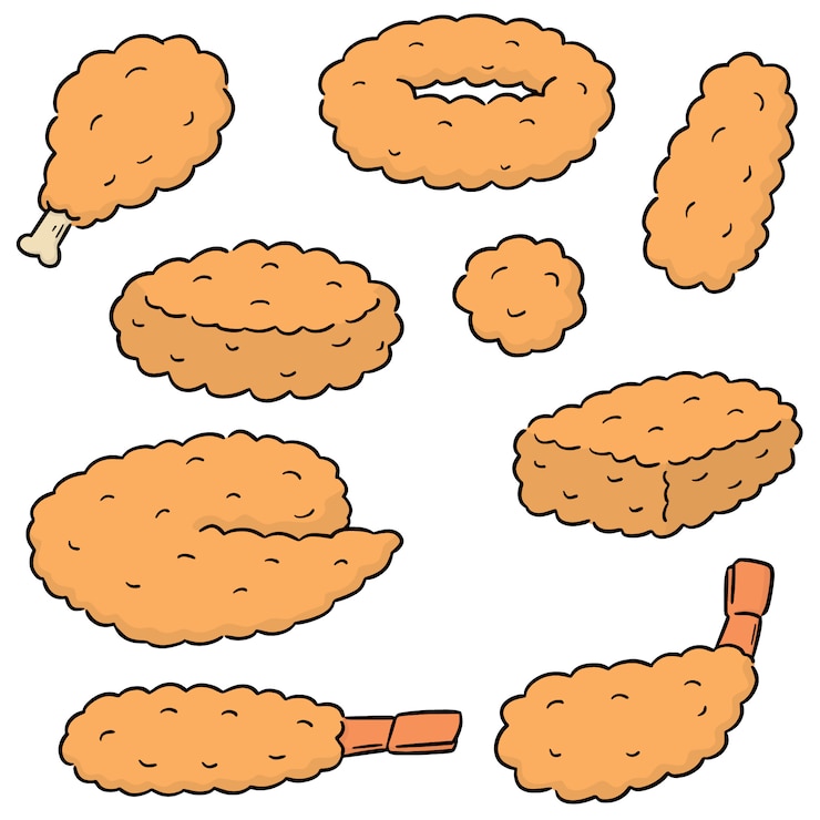 Vector conjunto de vectores de comida frita