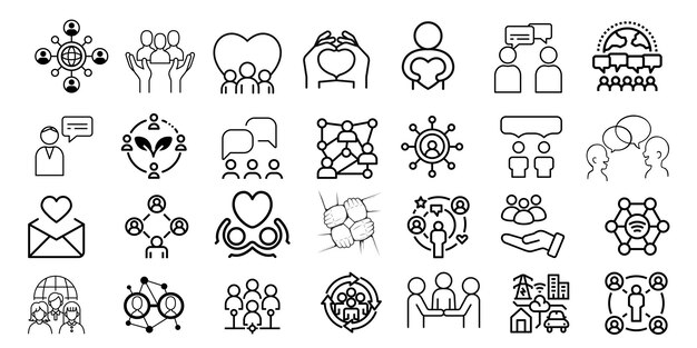 Conjunto de vectores de comunidades y personas Conjunto de vectores de actividades comunitarias y personas totalmente personalizable