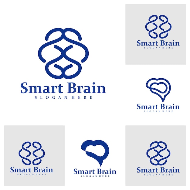 Conjunto de vectores de concepto de diseño de logotipo de Brain Care Plantilla de diseño de Logotipo de icono de símbolo creativo