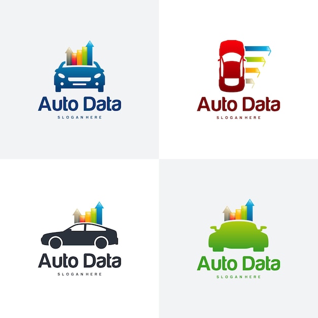 Conjunto de vectores de concepto de diseños de logotipos automotrices, vectores de diseños de logotipos de Car Finance