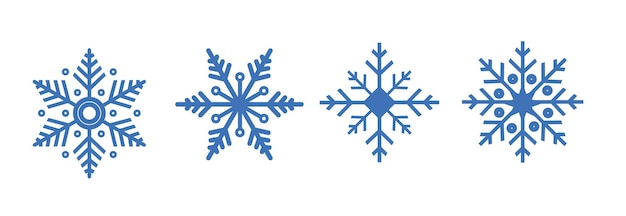 Conjunto de vectores de copos de nieve azules Imágenes separadas