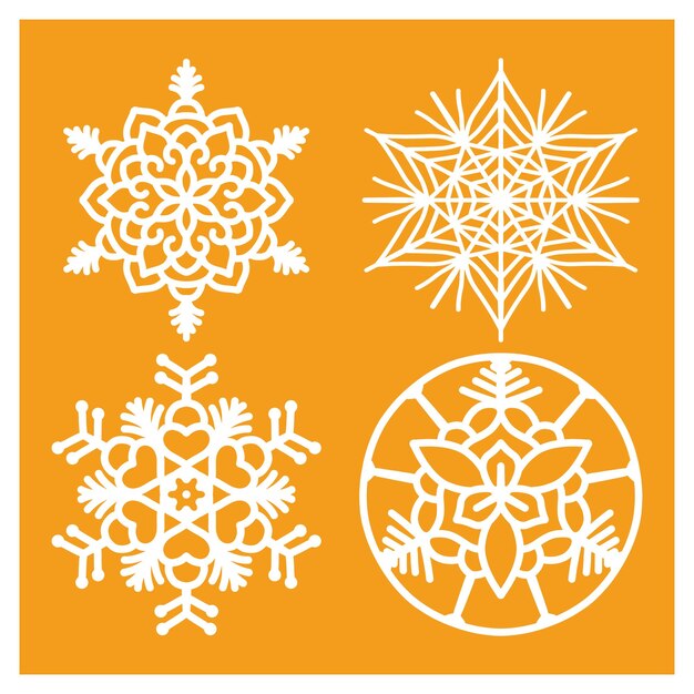 conjunto de vectores de copos de nieve de navidad cortados por láser