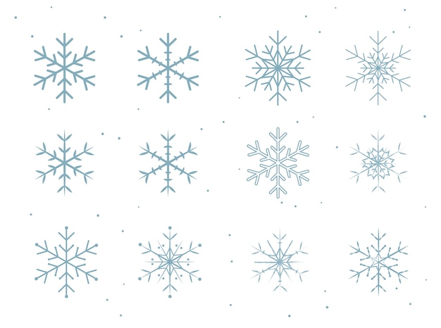 Vector conjunto de vectores de copos de nieve