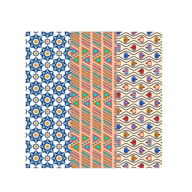 conjunto de vectores sin costuras con diez patrones tradicionales geométricos árabes coloridos diseño para cubiertas inte