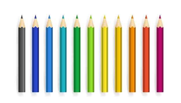 Conjunto de vectores de crayones de diferentes colores aislado en blanco