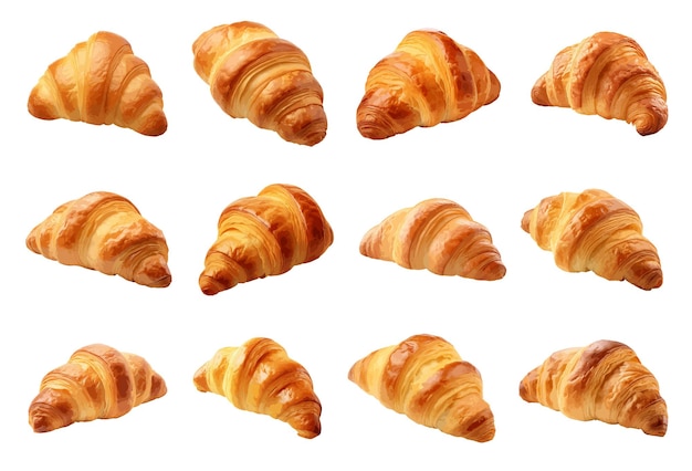 Conjunto de vectores de croissant aislados sobre fondo blanco