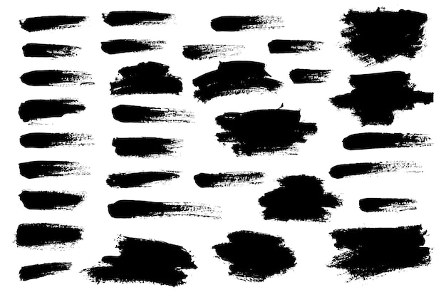 Conjunto de vectores cuadros de texto de pincel Grunge elemento de diseño del pincel