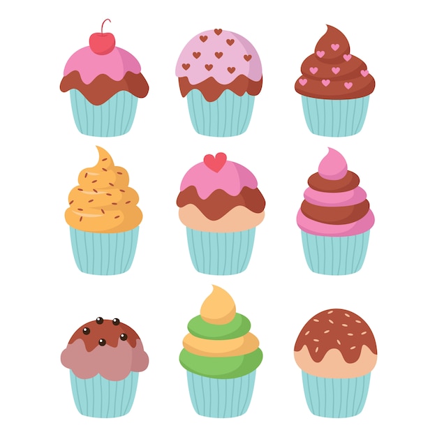 Conjunto de vectores de cupcake ilustración