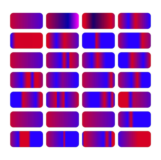 Conjunto de vectores de degradados de color rojo y azul