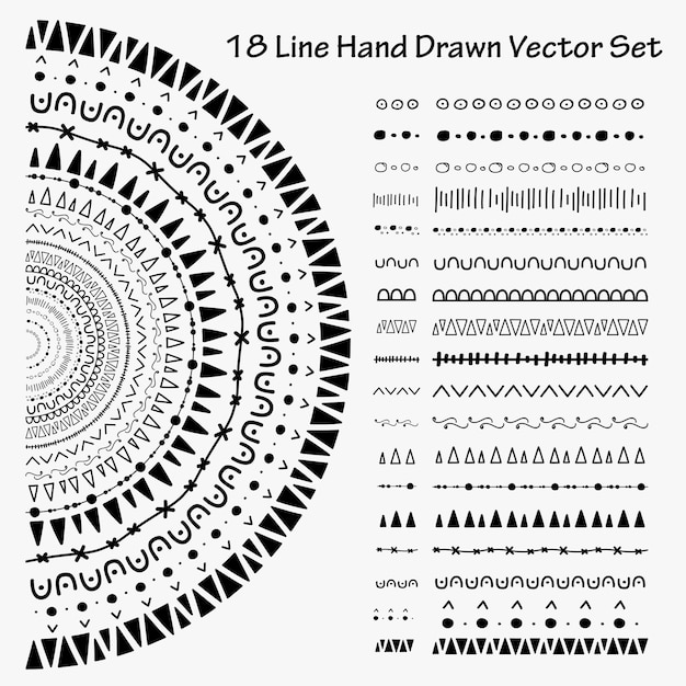 Conjunto de vectores dibujados a mano 18 línea