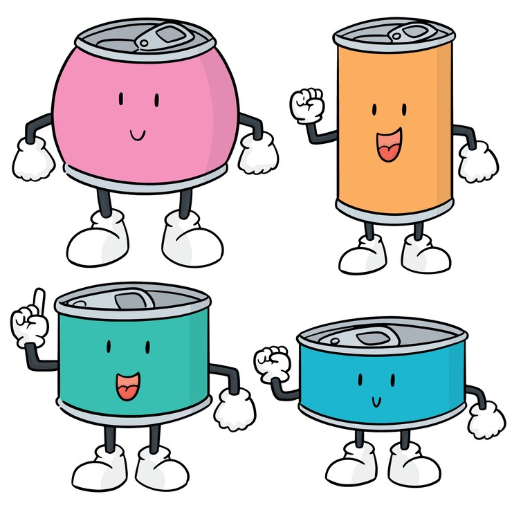 Vector conjunto de vectores de dibujos animados de lata