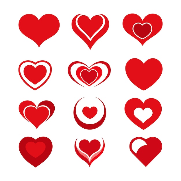 conjunto de vectores diferentes corazones