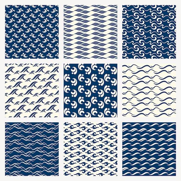Conjunto de vectores de diseño abstracto de fondo de patrón de onda sin costuras