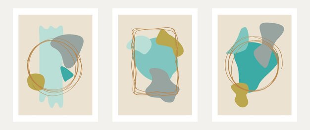 Conjunto de vectores Diseño abstracto sobre un fondo claro Estilo geométrico con oro Adecuado para carteles