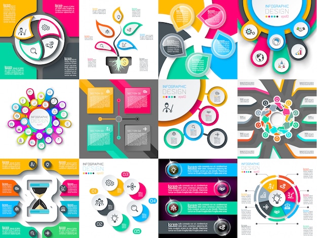 Conjunto de vectores de diseño infográfico utilizado para el diseño de flujo de trabajo.