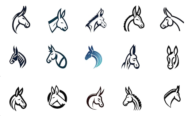 conjunto de vectores de diseño de logotipo de caballo