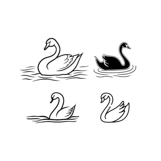 Conjunto de vectores de diseño de logotipo de cisne
