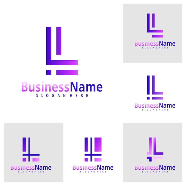 Conjunto de vectores de diseño de logotipo de la letra L Template de conceptos de logotipo Creative Initial L