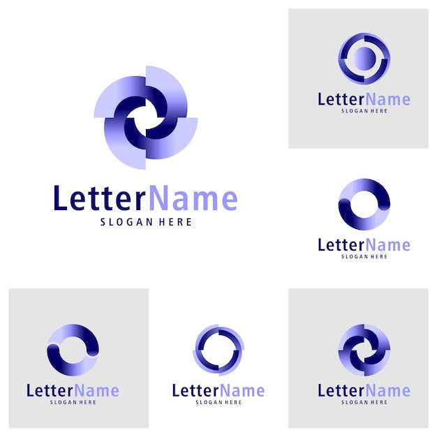 Conjunto de vectores de diseño de logotipo de la letra O moderna plantilla de conceptos de logotipo Creative O