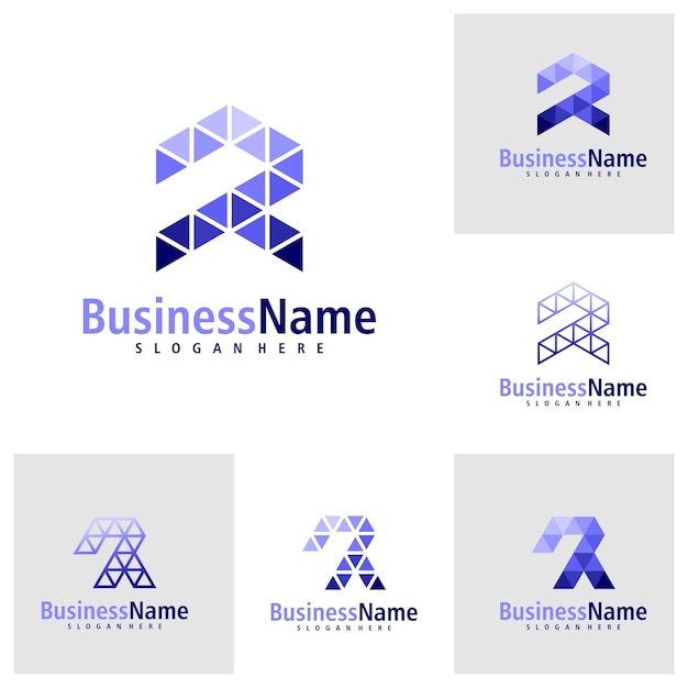 Conjunto de vectores de diseño de logotipo de la letra R Template de conceptos de logotipo Creative Initial R