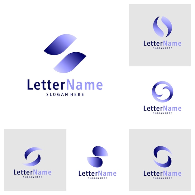 Conjunto de vectores de diseño de logotipo de la letra S moderna plantilla de conceptos de logotipo de S creativos.