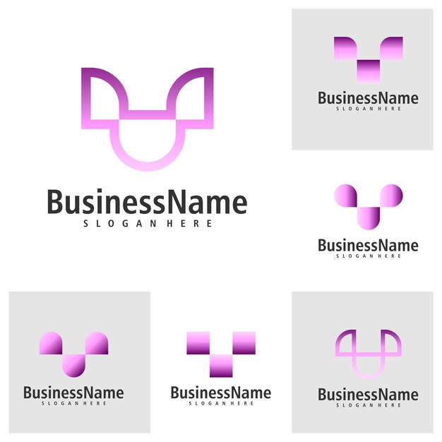 Conjunto de vectores de diseño de logotipo de la letra T plantilla de conceptos de logotipo Creative Initial T