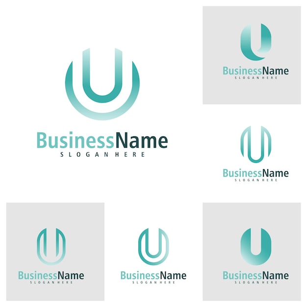 Conjunto de vectores de diseño de logotipo de la letra U Template de conceptos de logotipo Creative Initial U