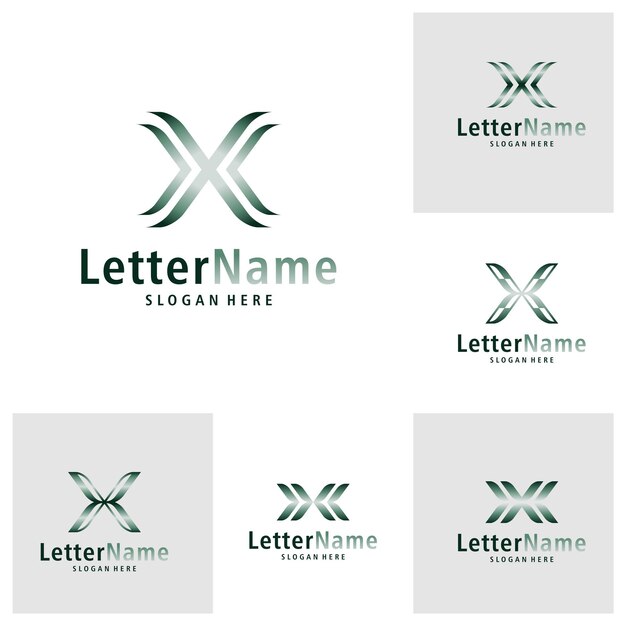 Conjunto de vectores de diseño de logotipo de letra X moderna plantilla de conceptos de logotipo X creativos