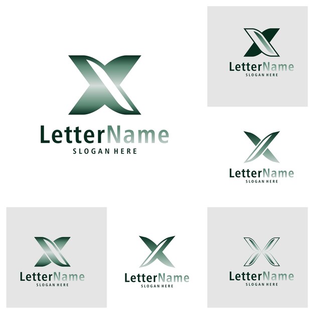 Conjunto de vectores de diseño de logotipo de letra X moderna plantilla de conceptos de logotipo X creativos