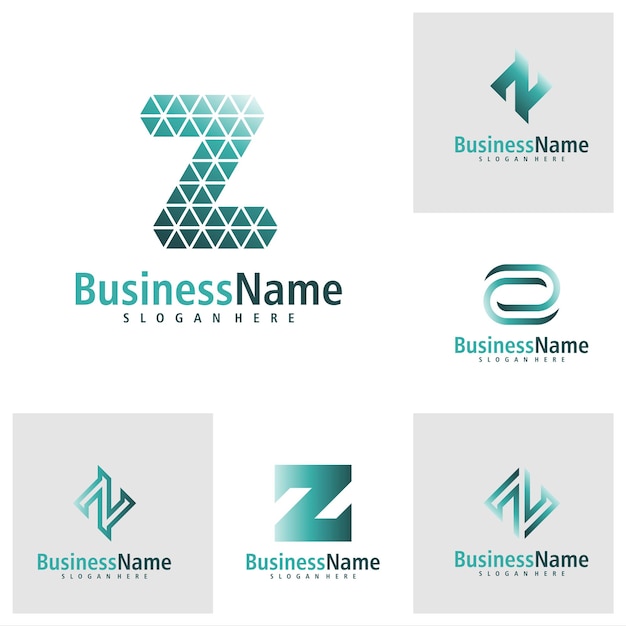 Vector conjunto de vectores de diseño de logotipo de la letra z plantilla de conceptos de logotipo creative initial z