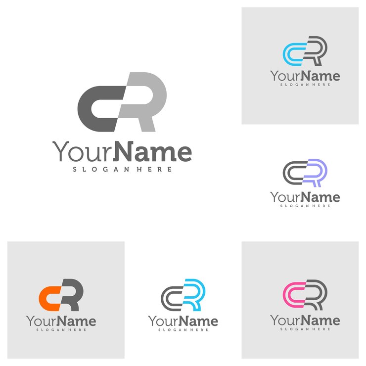 Vector conjunto de vectores de diseño de logotipo de letras cr modernas plantilla de conceptos de logotipo cr creativos
