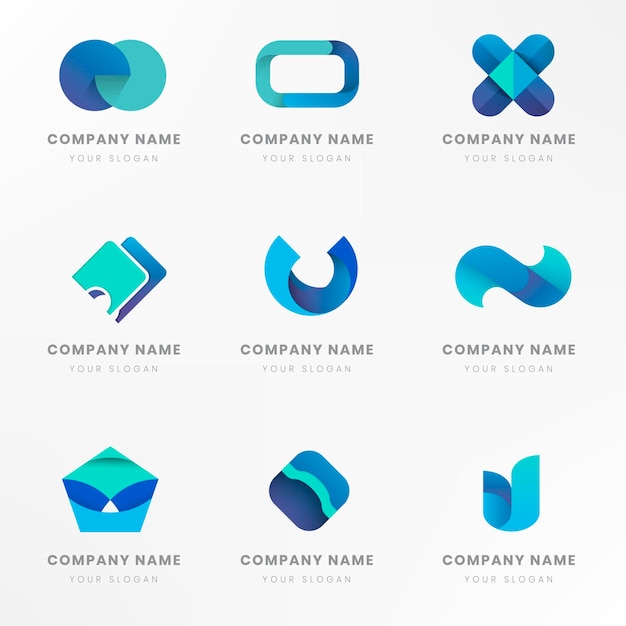 Conjunto de vectores de diseño de marca de logotipo azul