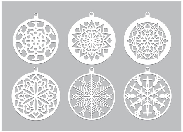 conjunto de vectores de diseño de Navidad de copos de nieve