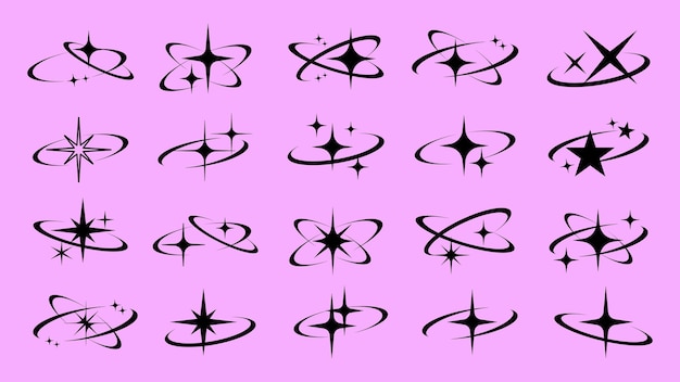 Conjunto de vectores de diseño de órbitas estelares abstractas Conjunto De Orbita Estelares Abstractas en Varios Diseños Colección de Vectores de Órbitas Estelares