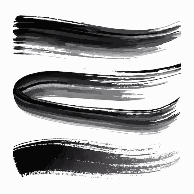 conjunto de vectores de diseño de pincel de acuarela decorativa negra